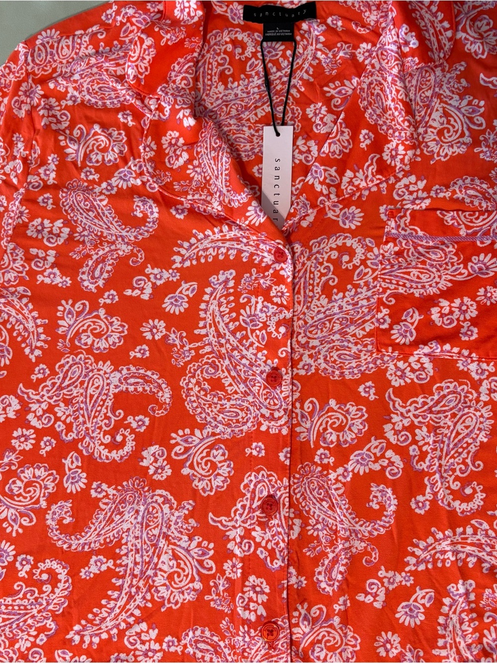 Soft pajama short set orange paisley print L NWT